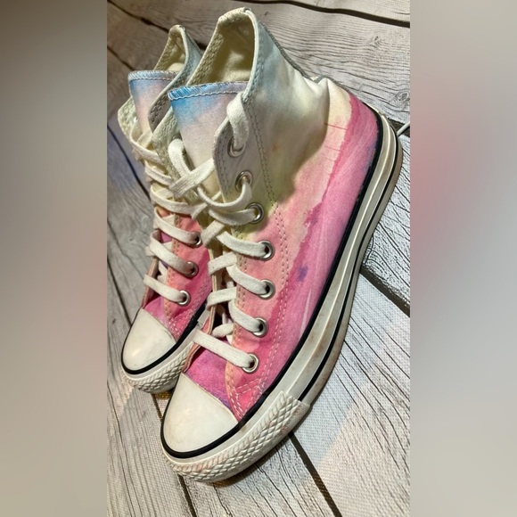Converse All Star Chuck Taylor High Tops Women’s Pink Ombré Watercolor Sunset 6 - Picture 2 of 14